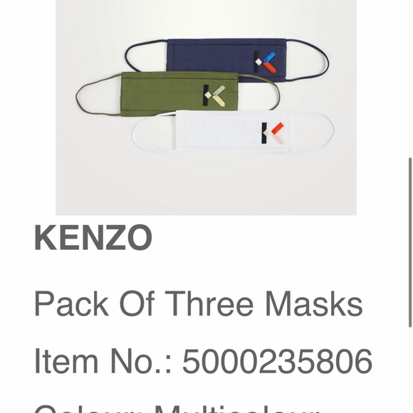 BNWT Kenzo face masks. 3 pack Orig $85 - Picture 1 of 3